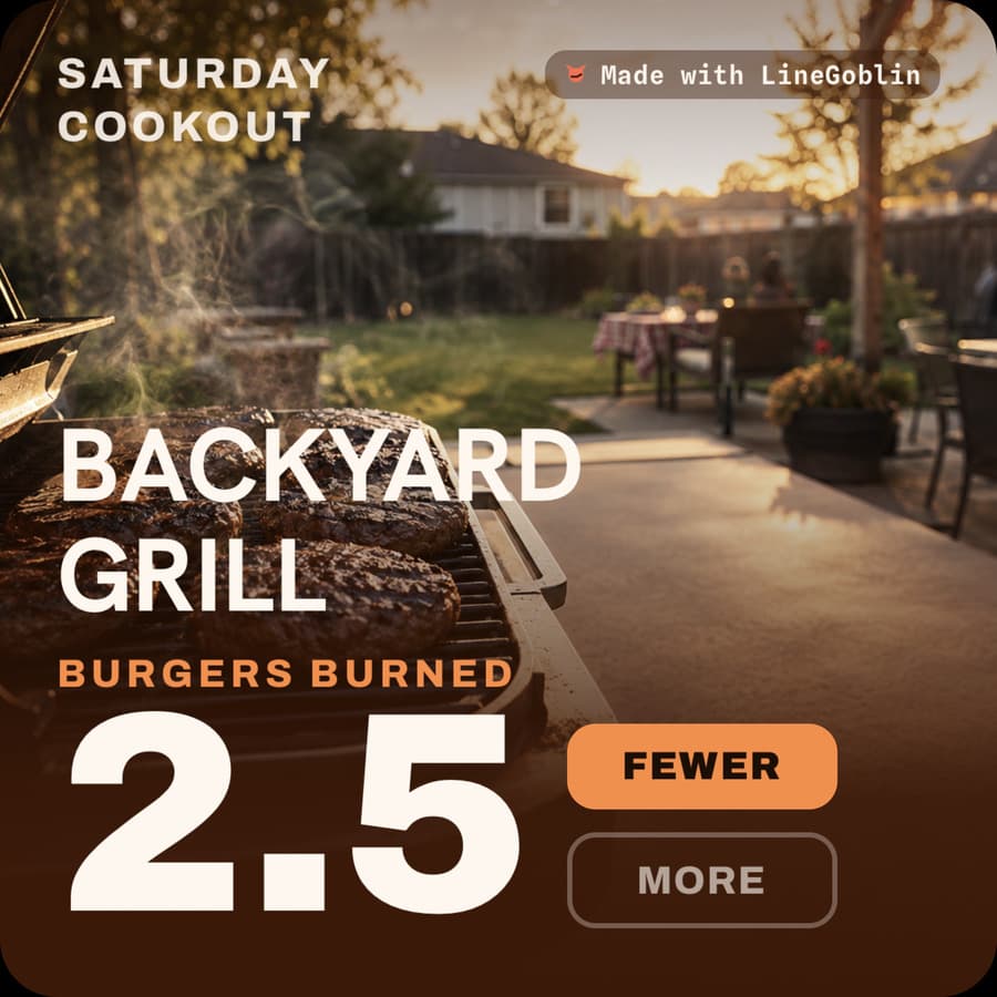 Custom LineGoblin card — Backyard Grill · Burgers Burned · 2.5